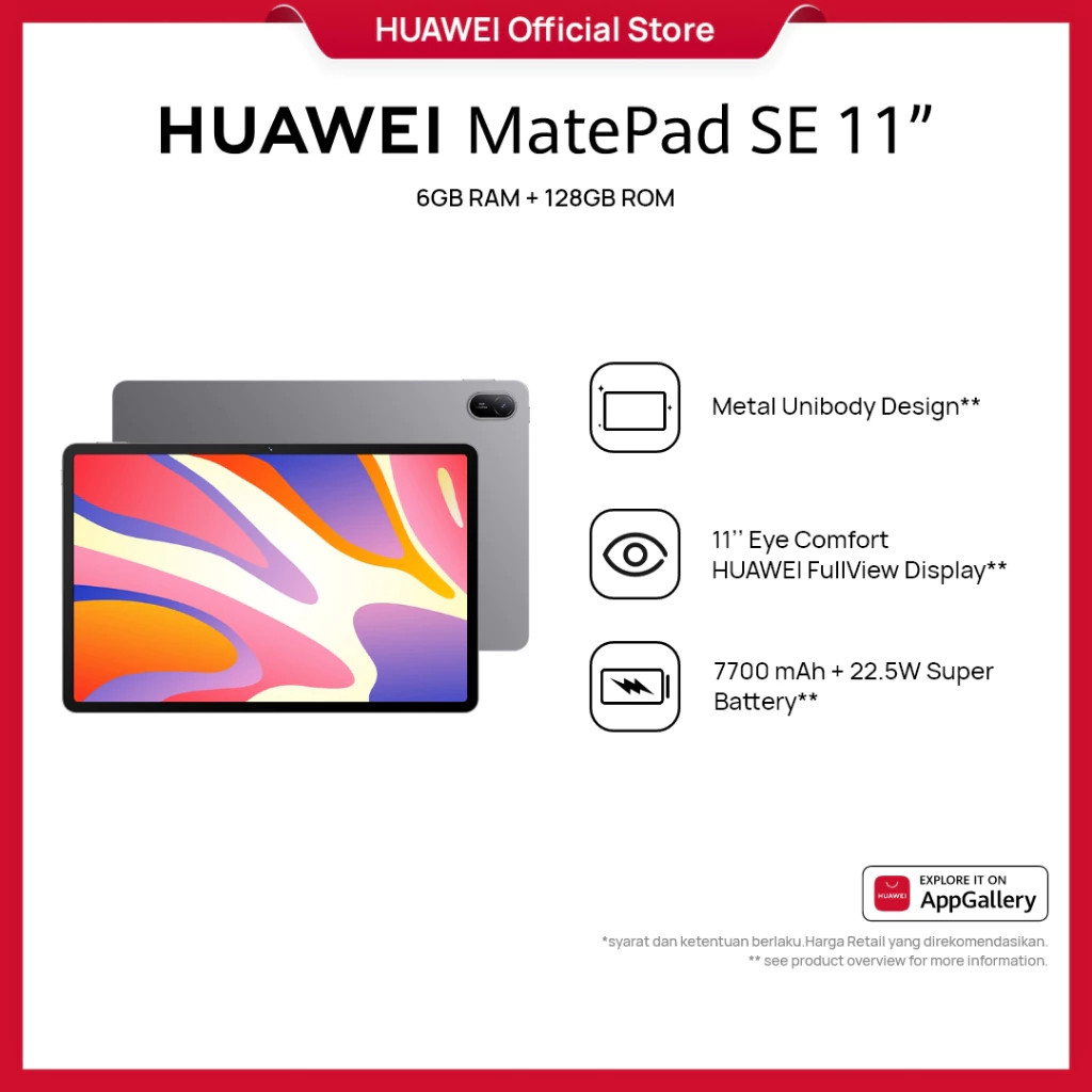 HUAWEI MatePad SE 11" Tablet [6+128GB] Garansi Resmi