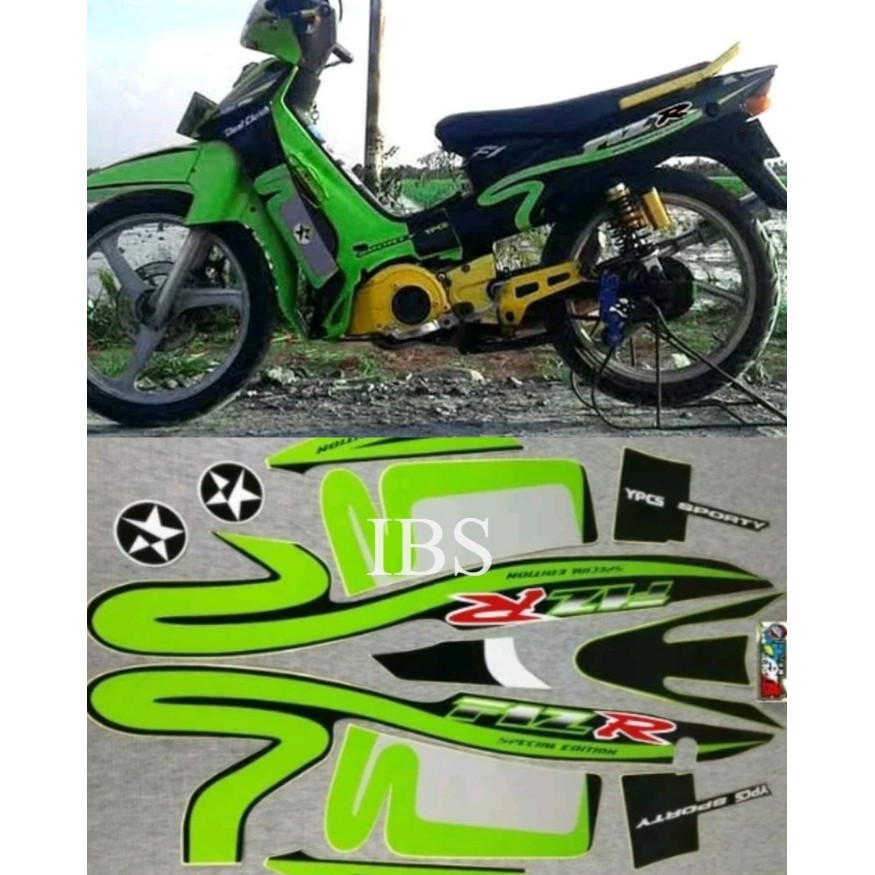 STIKER STRIPING LIS YAMAHA FIZ R CALTEX HIJAU MERAH