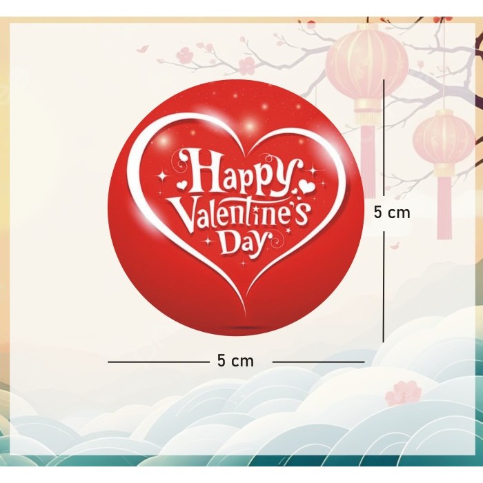 

Sticker Valentine Day Merah Bulat 5cm