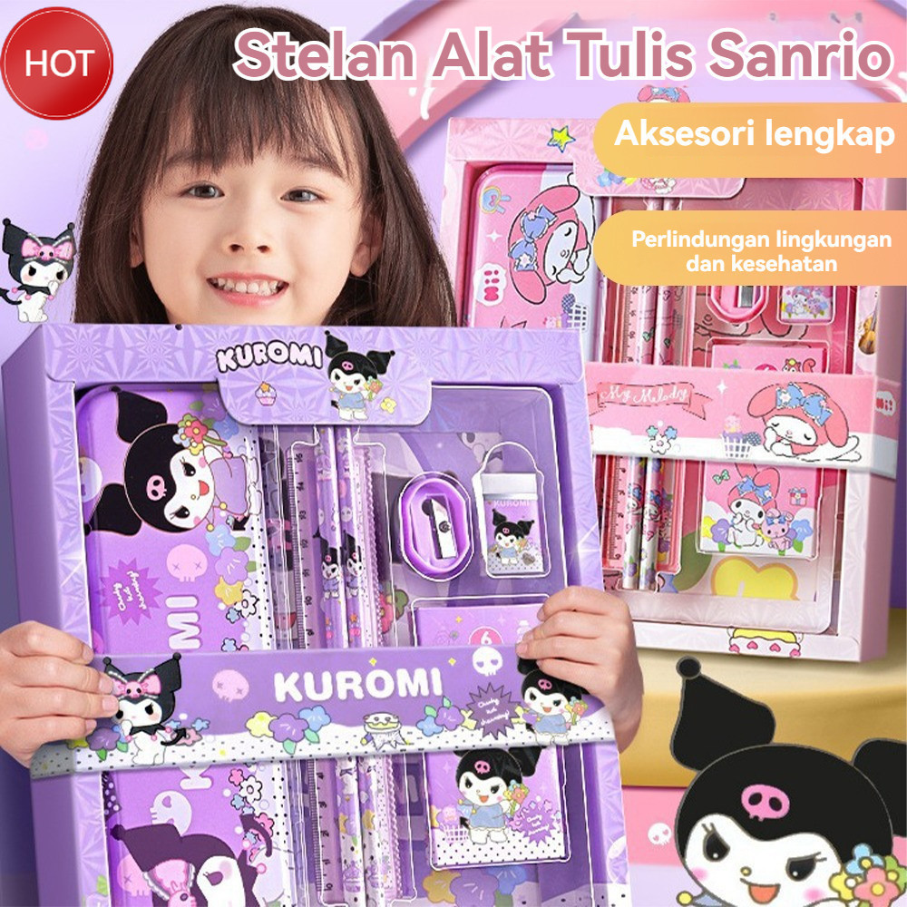 

【CASH ON DELIVERY】 Kotak Pensil Anak Set 7 in 1 Stationery Hadiah Anak Sanrio Alat Tulis Set Kuromi My Melody Cinnamoroll