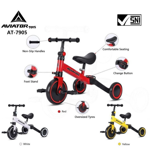 AT-7905 Balance Bike Aviator AT-7905 Sepeda 3in1