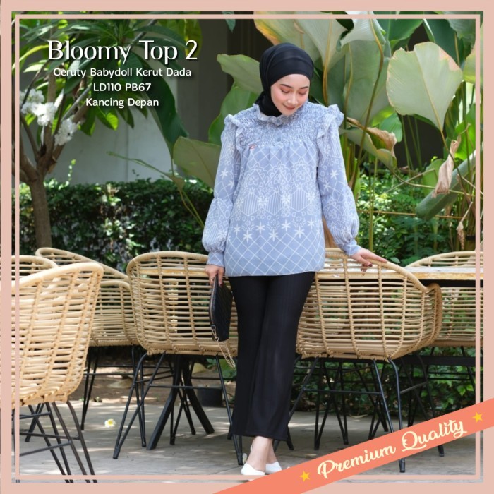 PROMO DISKON TERMURAH BAJU LEBARAN IDUL FITRI /Baju Atasan Wanita Muslim Bloomy Top Blouse Ceruti Mo