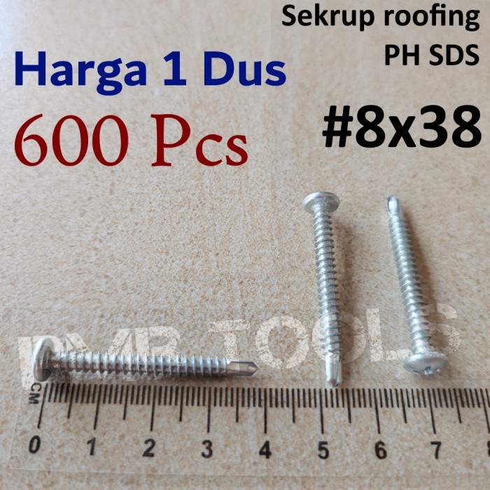 1xDus #8x38 Sekrup Roofing SDS PH / Baut Sekrup Baja Ringan PH 8 x 38 mm
