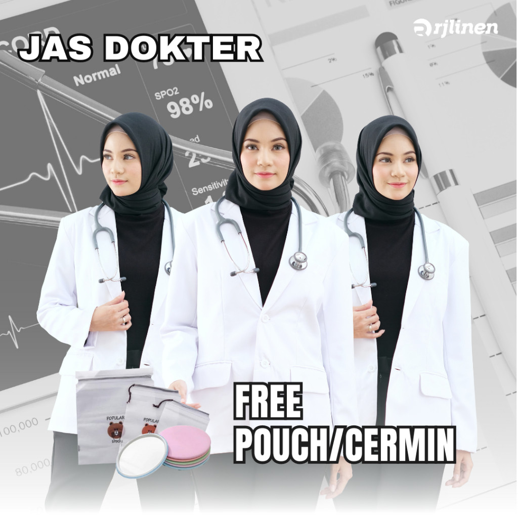 FR54E JAS DOKTER / BAJU DOKTER / JAS DOKTER WANITA / JAS DOKTER PRIA / JAS DOKTER LENGAN PANJANG PEN