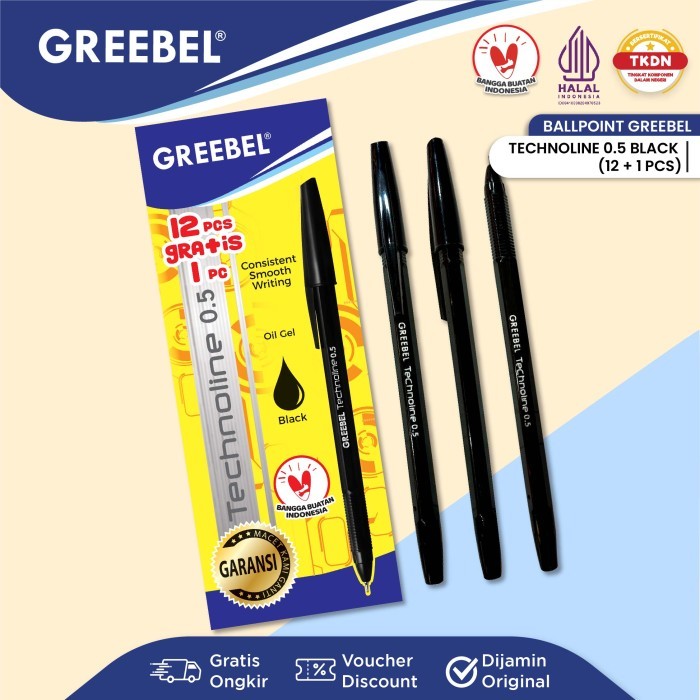 

TERMURAH GREEBEL BALLPEN TECHNOLINE 0.5 BLACK (12+1)