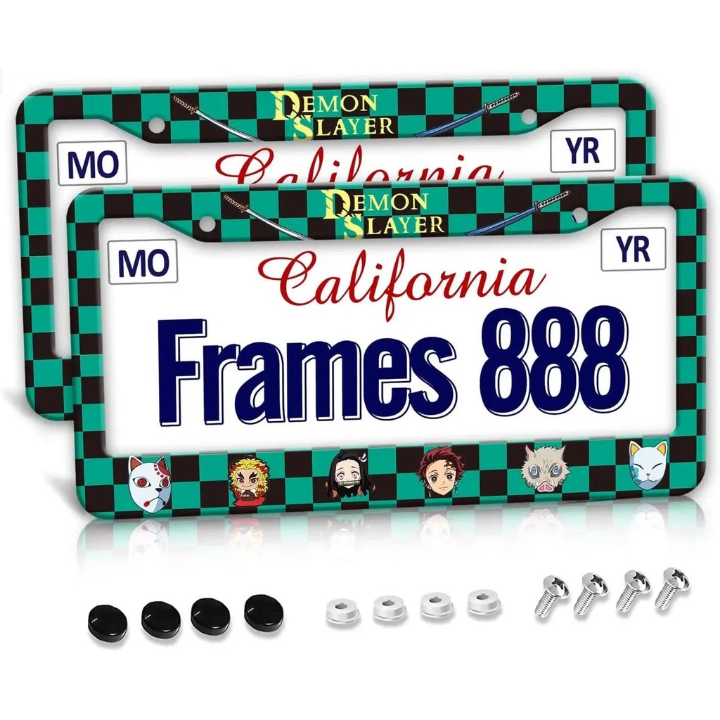 

Anime Demon Slayer Pattern License Plate Frame 2 Pack License Plate Holder with 2 Holes Car Tag Frame for Women Men US Vehicles