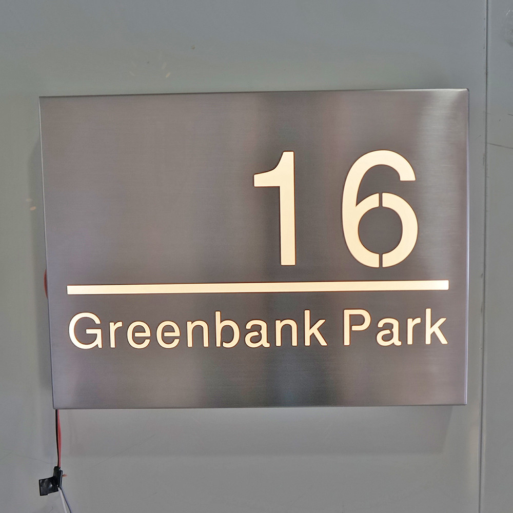 Stainless Steel Outdoor Lighting House Number Sign Custom Made Fronlit LED Sign Waterproof House Num