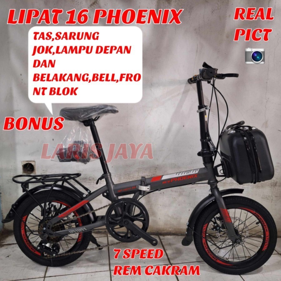 New SEPEDA LIPAT 16 INCH PHOENIX REM CAKRAM 7 SPEED SEPEDA LIPAT PHOENIX 16 INCH