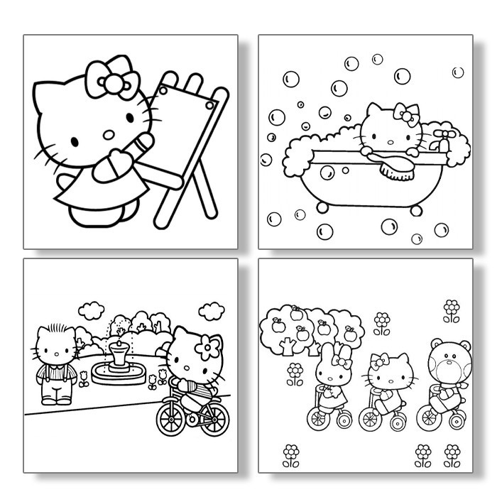 

Kanvas Lukis Anak Gambar Hello Kitty Size 20x20 cm