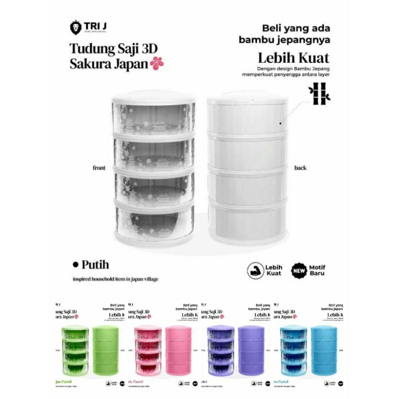 TEMPAT MAKANAN 4 TINGKAT TEMPAT MAKANAN TEMPAT MAKANAN 4 SUSUN TEMPAT PELINDUNG MAKANAN TUDUNG SAJI 