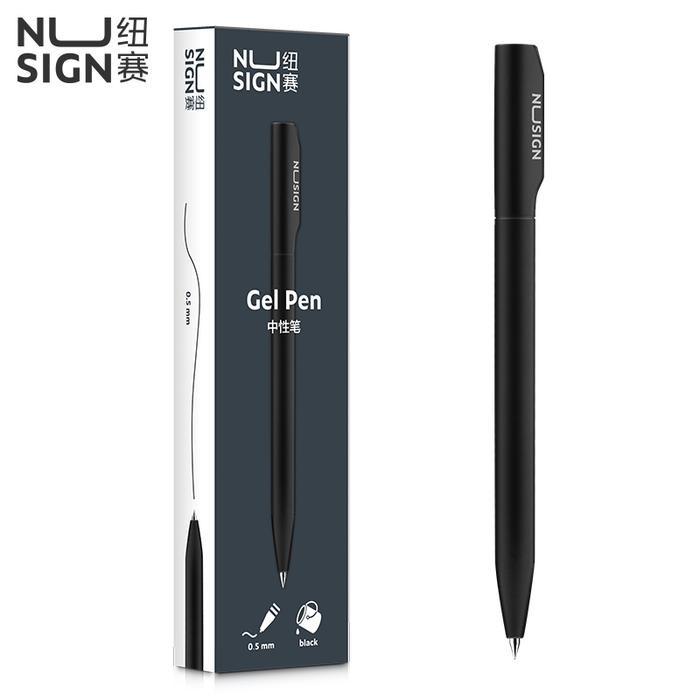 

Nusign Gel Pen / Pulpen Gel Putar 0.5mm Tinta Hitam Bahan ABS NS552 - Abu-abu