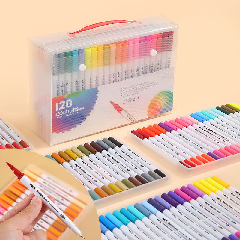 

Spidol Warna Set 12/36/60/100/120 Spidol Brush Pen 2 Tips Spidol Set Marker Drawing Pen