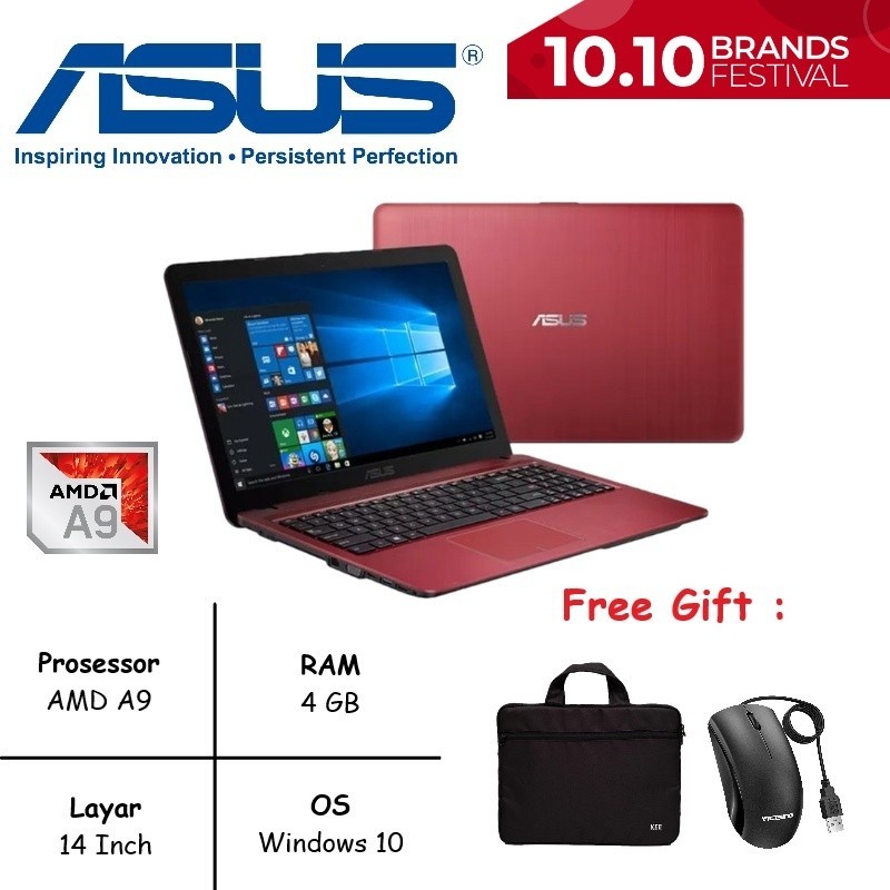 LAPTOP GAMING ASUS VIVOBOOK X441B AMD A9 RADEON R5 RAM 8GB