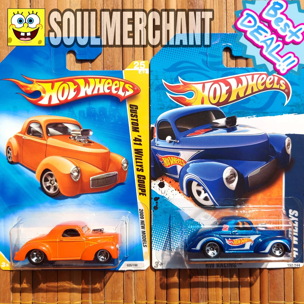Hotwheels Custom 41 Willys Coupe Orange Biru Mainan Diecast Mobil Classic
