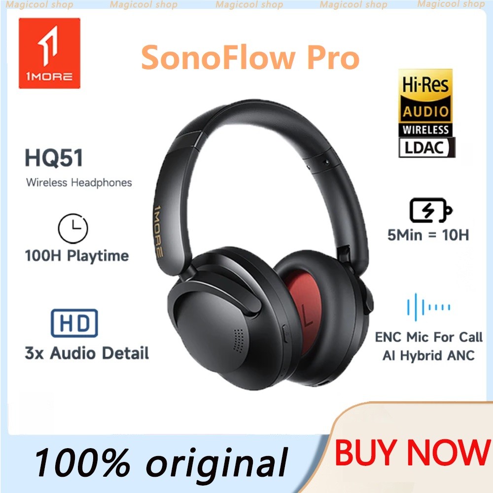 1MORE SonoFlow Pro Wireless Headphone 100H Playtime Bluetooth Active Noise Cancelling Hi-Res Audio C