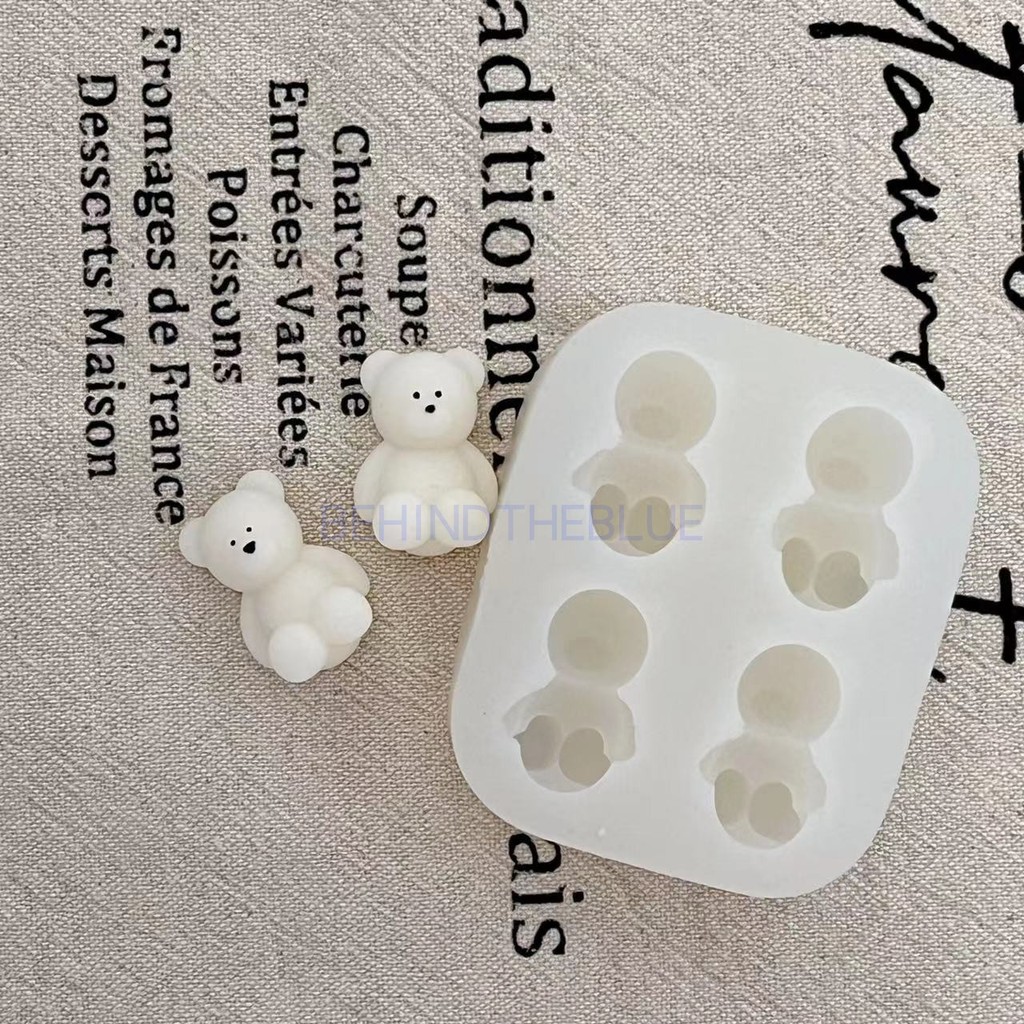 

Mini Bear Silicone Mold 4 holes DIY Candle Mold for Candle Making Chocolate Mold Baking Mold Fondant Cake Mold