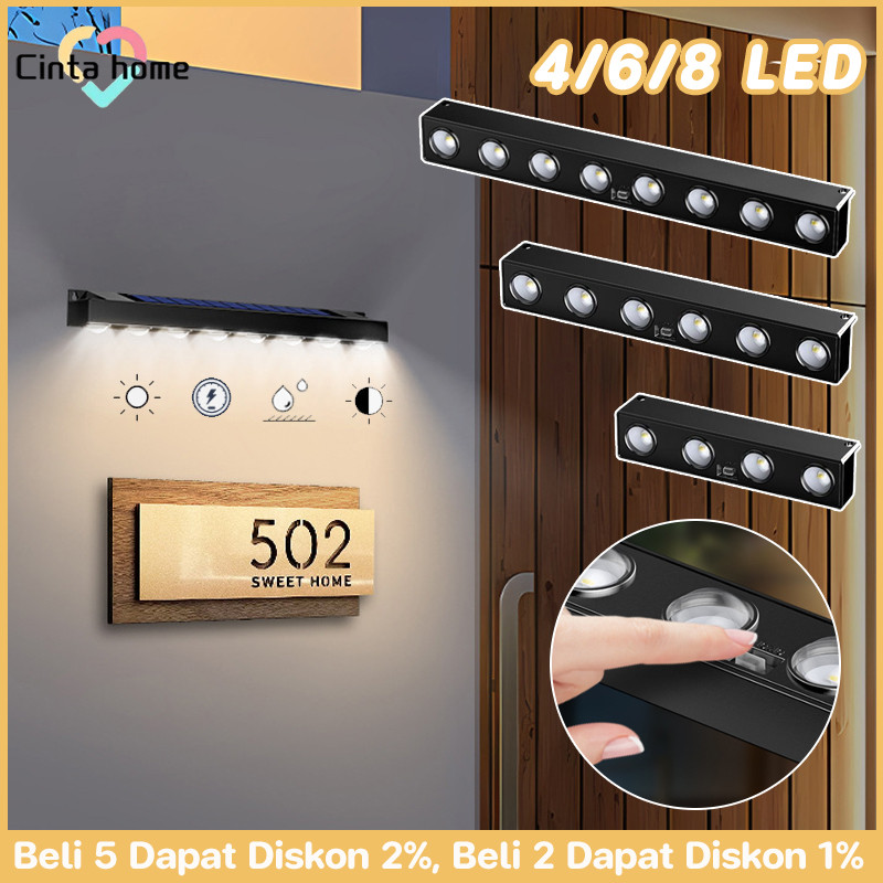 4/6/8 LED Solar Induction Wall Light Lampu Hias Taman Surya Tahan Air Lampu Lanskap Courtyard Garden