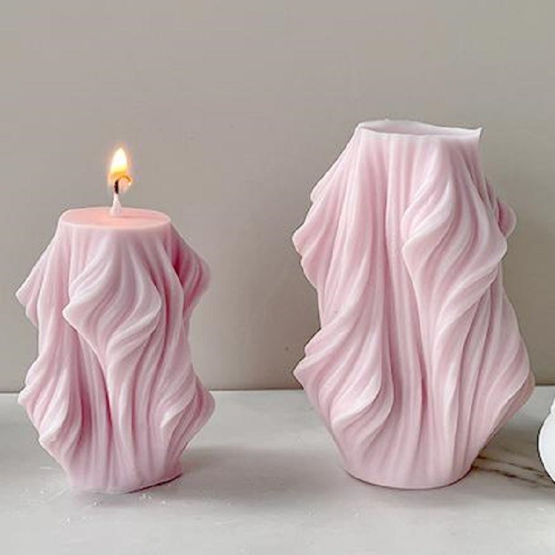 

3D Abstract Art Wave Silicone Candle Soap Mold DIY Plaster Sculpture Aromatherapy Decoration Wedding Party moldes de silicona