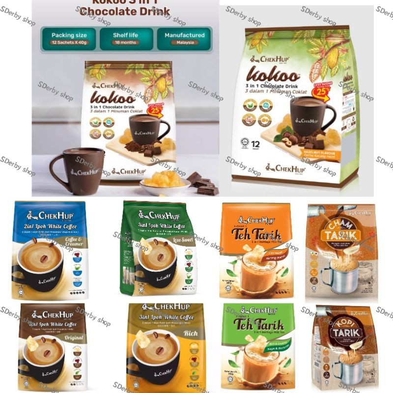 

Chekhup 3in1 Ipoh White Coffee Teh Tarik Creamy Less Sweet Kopi Cham Tarik Pack