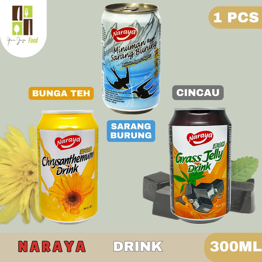 

Naraya Kaleng 300ml / 1 PCS / Naraya Minuman Sarang Burung / Naraya Minuman Bunga Krisantemum / Naraya Minuman Cincau 300ml