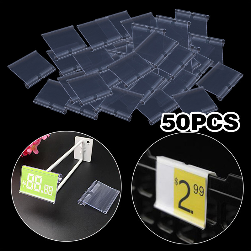 

50pcs 60×42mm Price Tag Holder / Label Harga Gantung PVC / Card Price Transparan