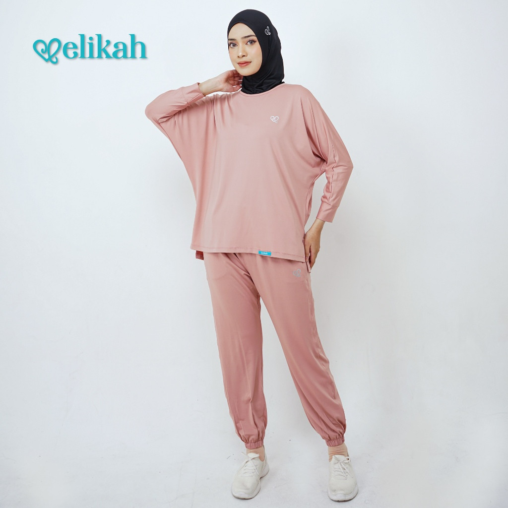 Elikah One Set Elsanum Sport - Setelan Olahraga Muslim Wanita Kekinian Dry Fit / DLC