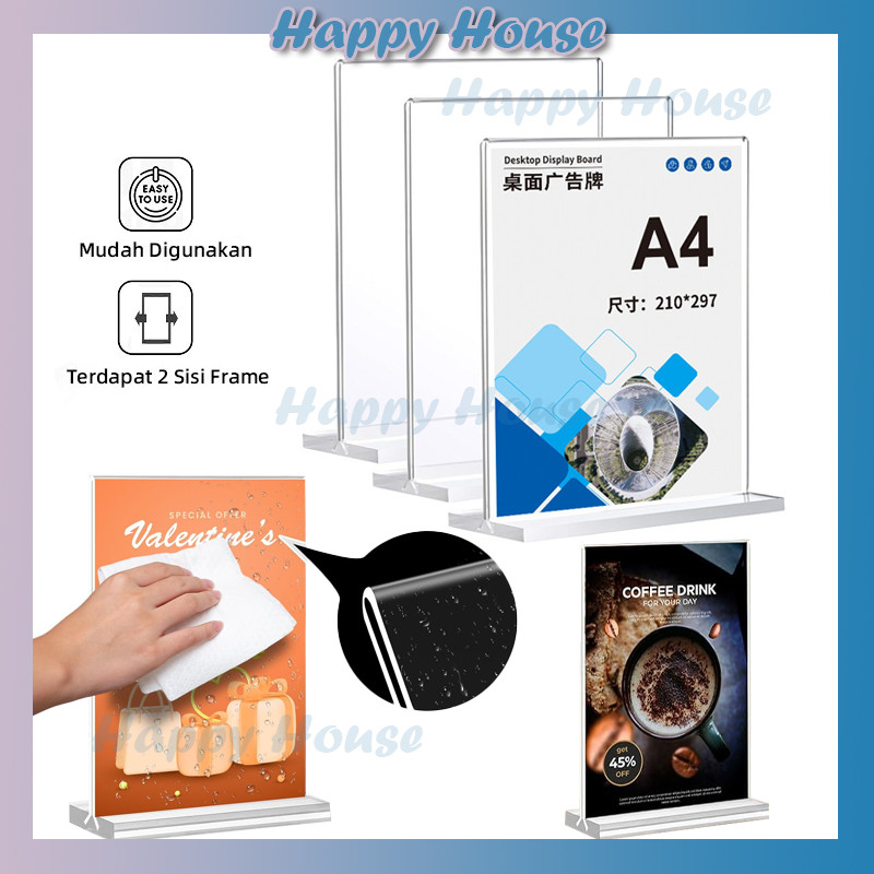 

Tempat Brosur Akrilik / Tent Card Holder / Acrylic Qris Barcode / Standing Akrilik - A4 A5 A6