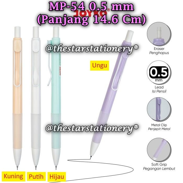 

(1 Biji) Pensil Mekanik JOYKO MP-54 0.5 mm BISA PILIH WARNA / Mechanical Pencil Joyko MP-54 (1 Biji)