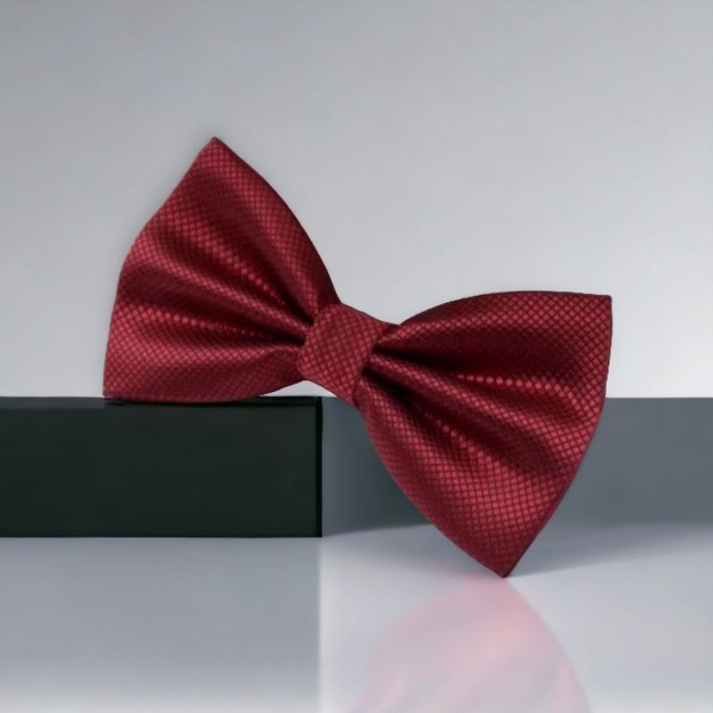 (COD) Dasi Kupu Kupu Motif Bintik Merah Maroon Tua Premium Elegance