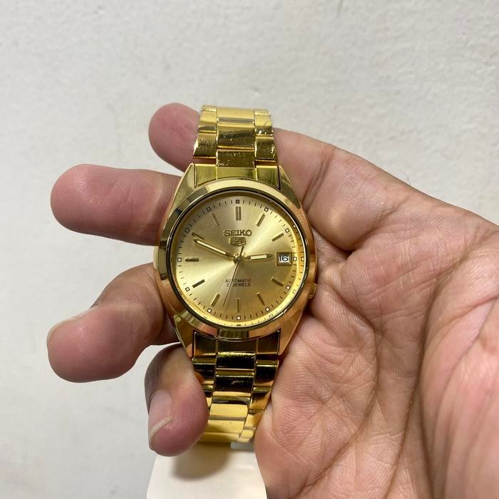 jam tangan seiko 5 automatic rantai Jam tangan Pria/Wanita D.38mm - Full gold