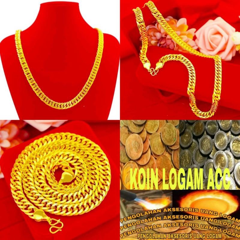 Kalung Motiv Rantai Terbuat dari Koin 1991-1992 mirip Emas 24K ANTI KARAT