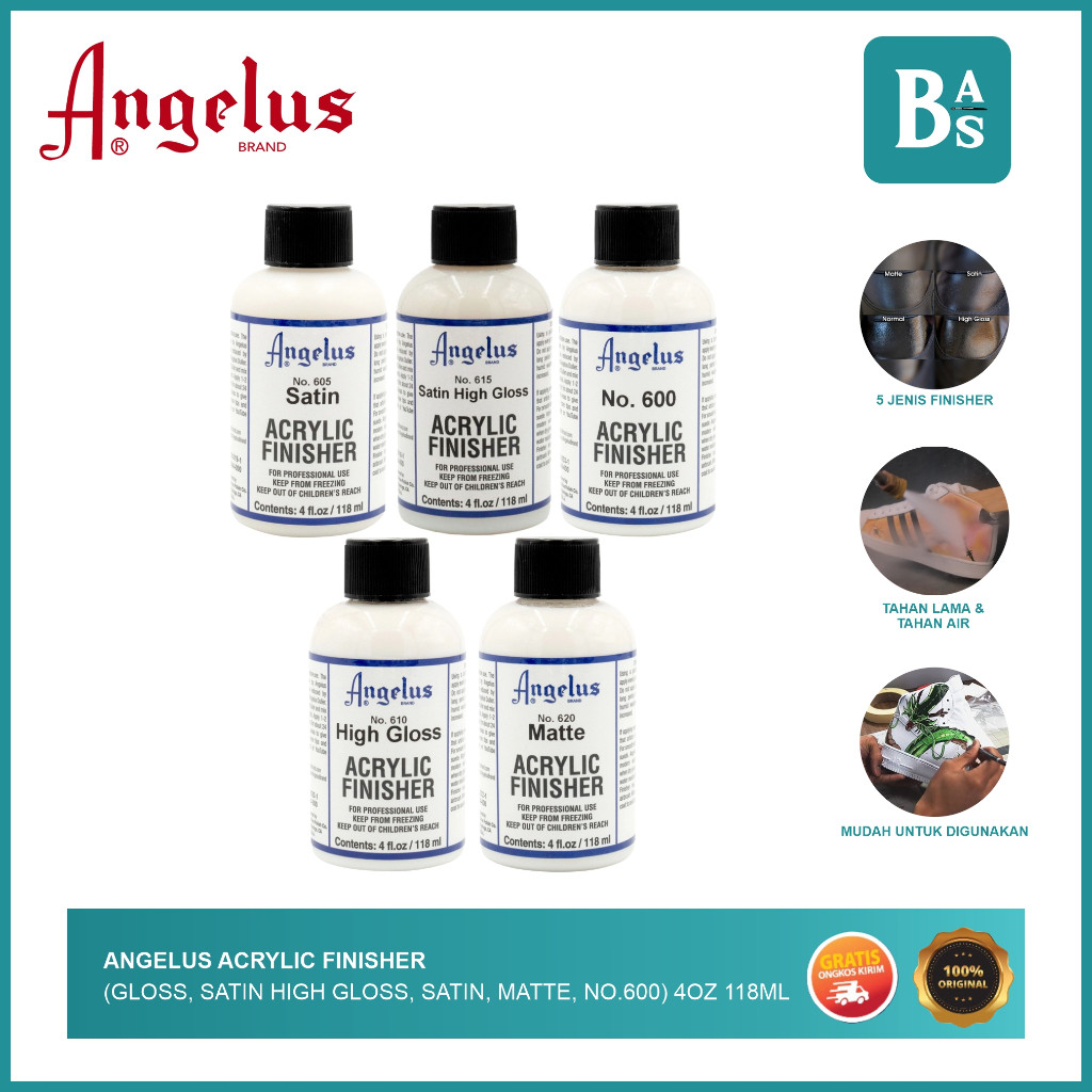

Angelus Acrylic Finisher (High Gloss, Satin, Matte, no.600) 4oz / 118ml