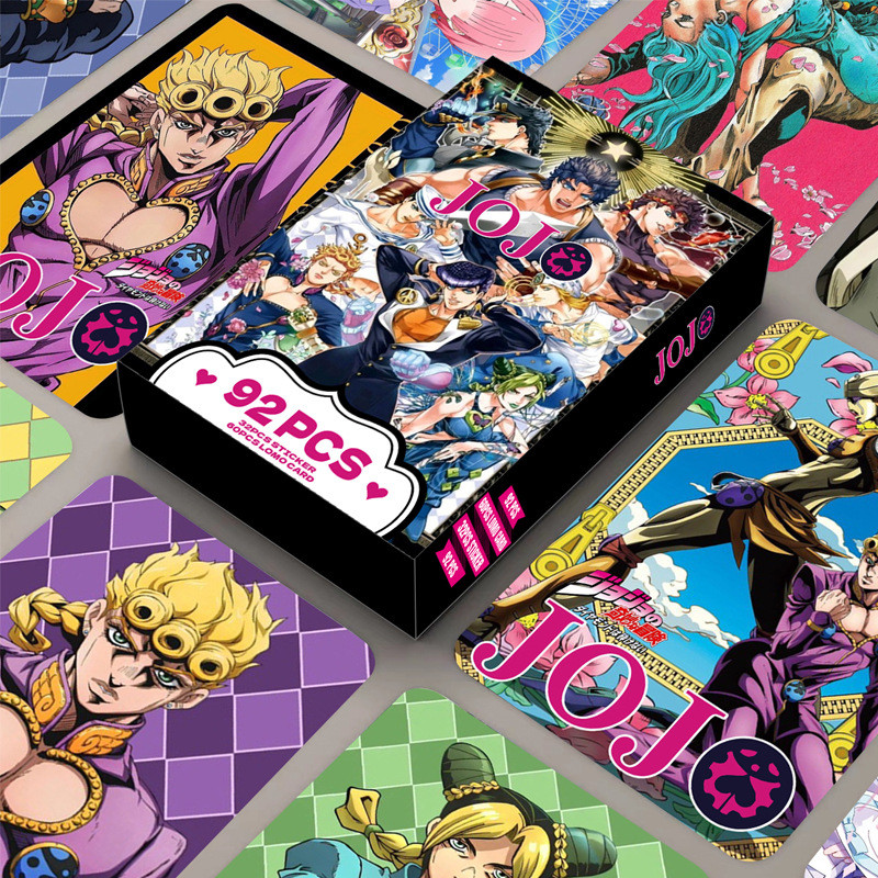 

92 Pieces Collection Cards JOJO Double-sided Small Cards Anime-related LOMO Cards Boxed Photo Cards Greeting Card Stickers