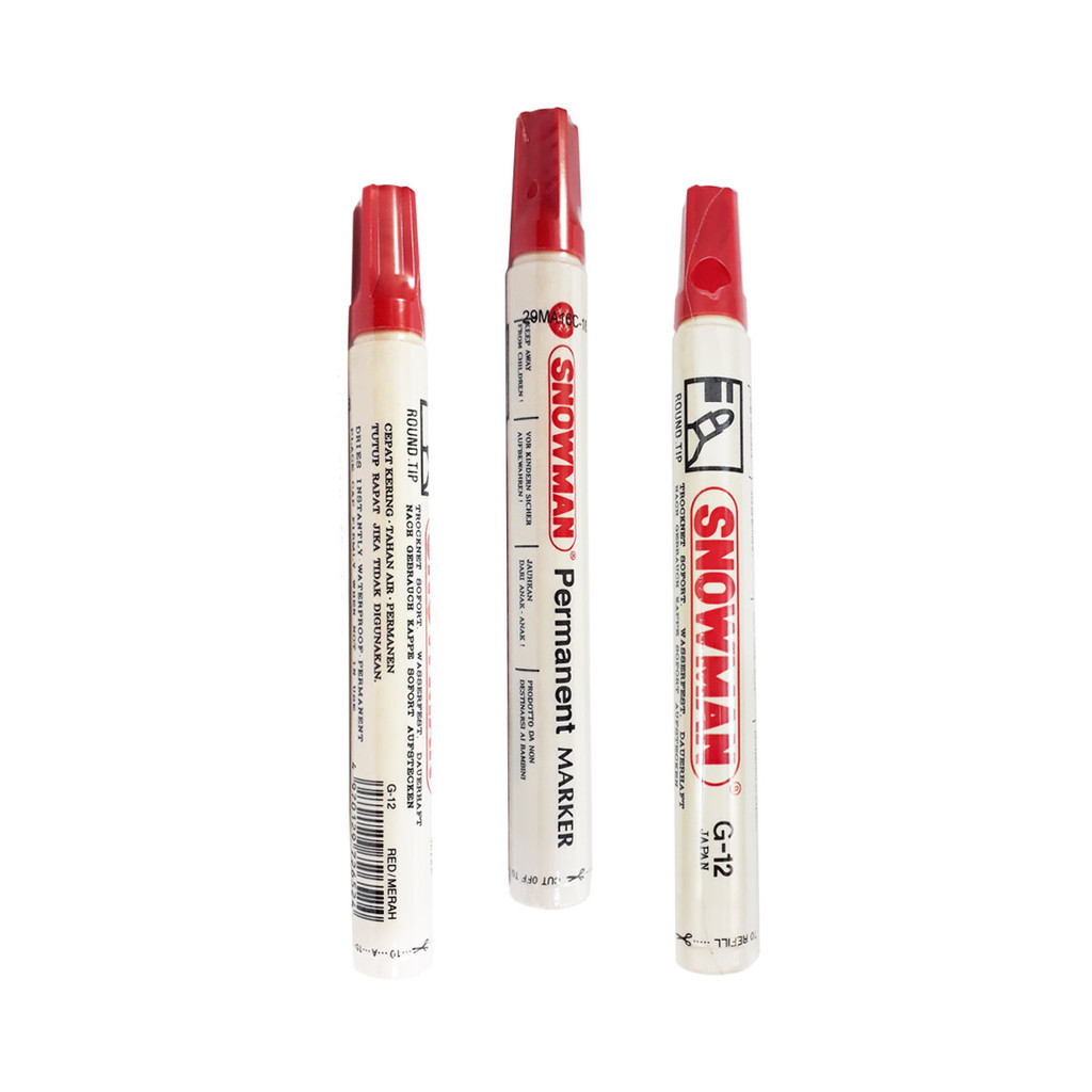 

SNOWMAN PERMANENT G-12 MARKER RED MERAH Spidol Papan Tulis Whiteboard