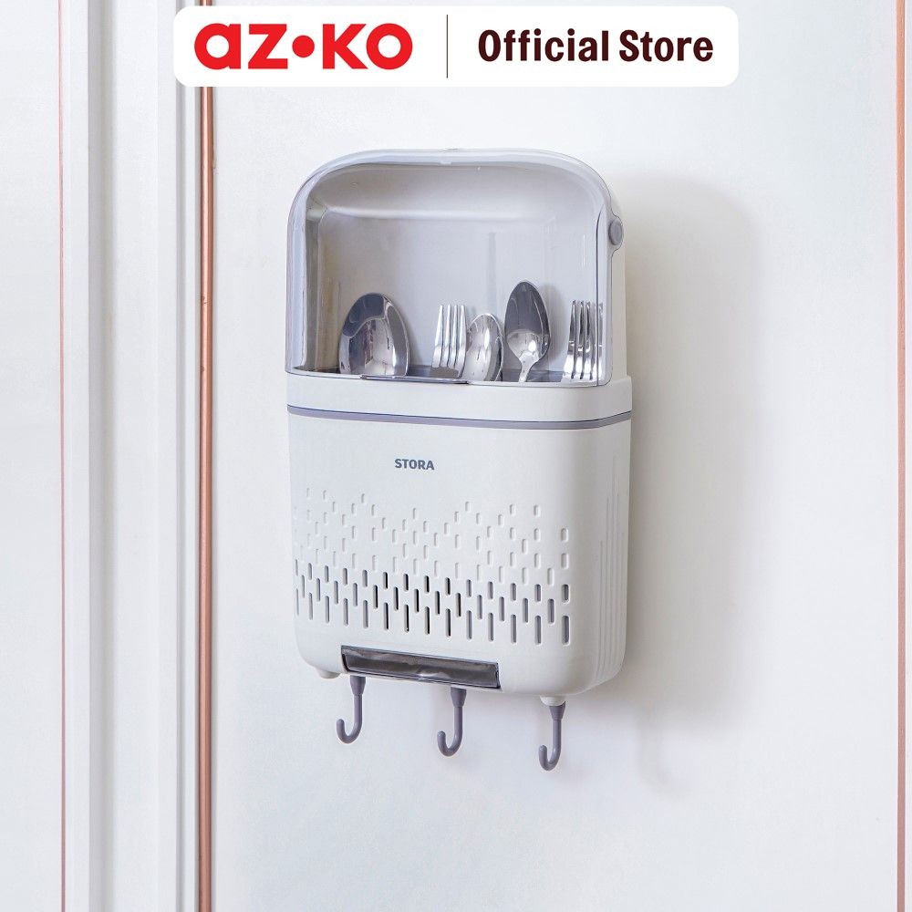 AZKO Stora Tempat Alat Makan Kitchen Organizer Cutlery Storage Holder Alat Makan Wadah Peralatan Mak