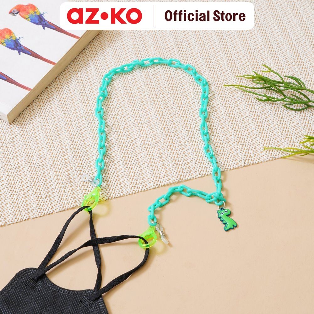 AZKO Ataru Tali Masker Rantai Dinosaur - Hijau Mask Strap Stylish Mask Connector Aksesoris Konektor 