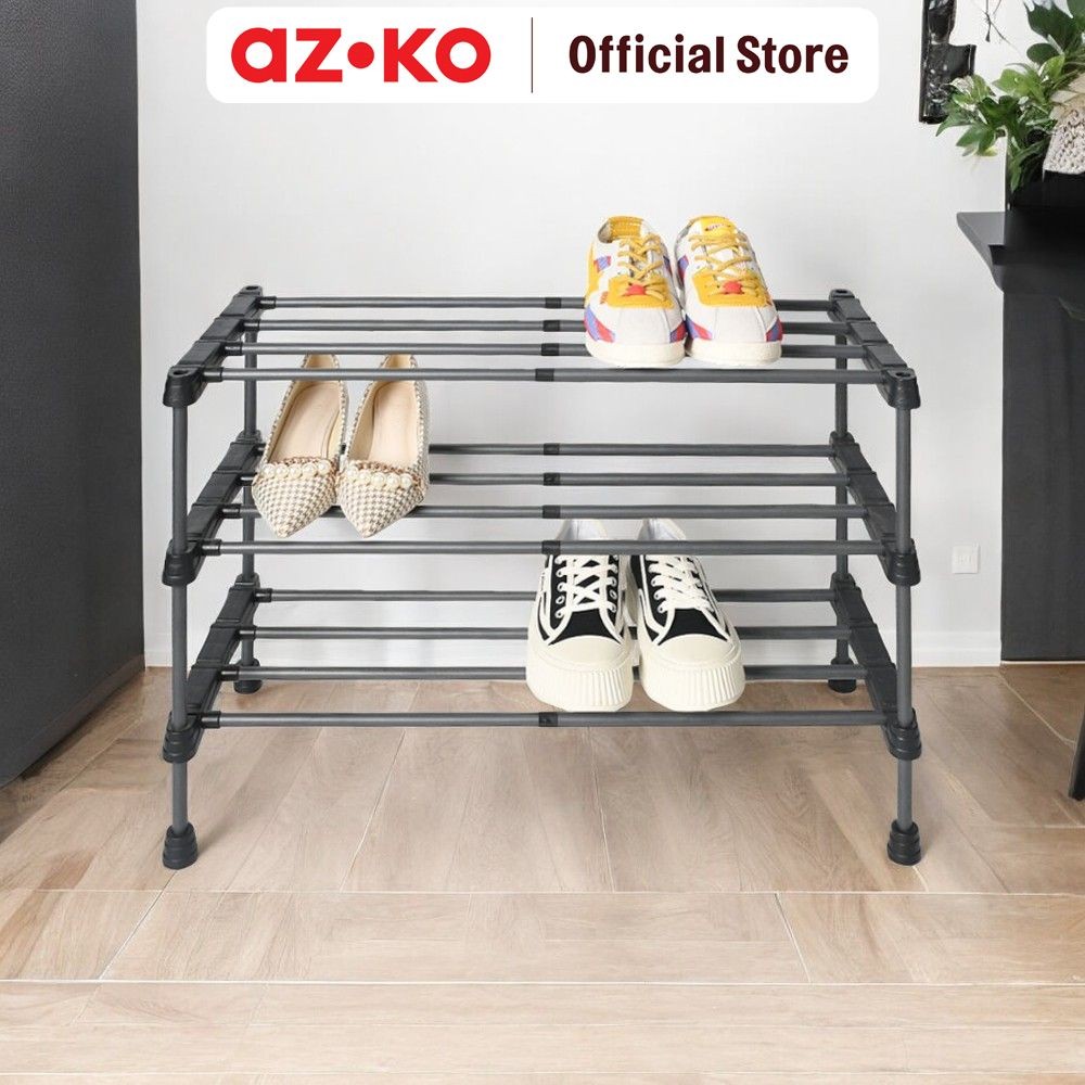 AZKO Stora 93x29x47 cm Rak Sepatu 3 Tingkat Extendable Shoes Rack Tempat Sepatu Minimalis Shelving S