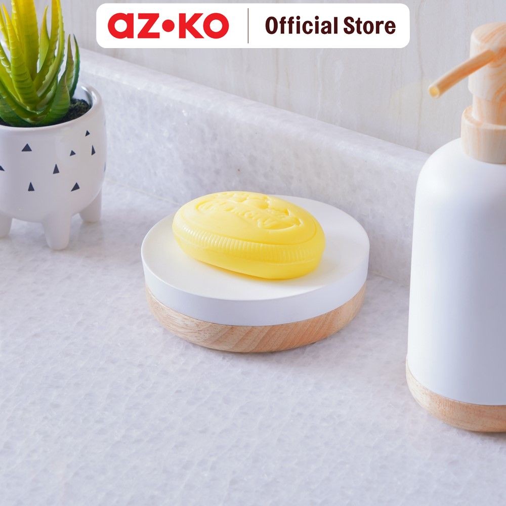 AZKO Stora Tempat Sabun Batang Polyresin - Putih Soap Container Wadah Sabun Mandi Aksesoris Kamar Ma