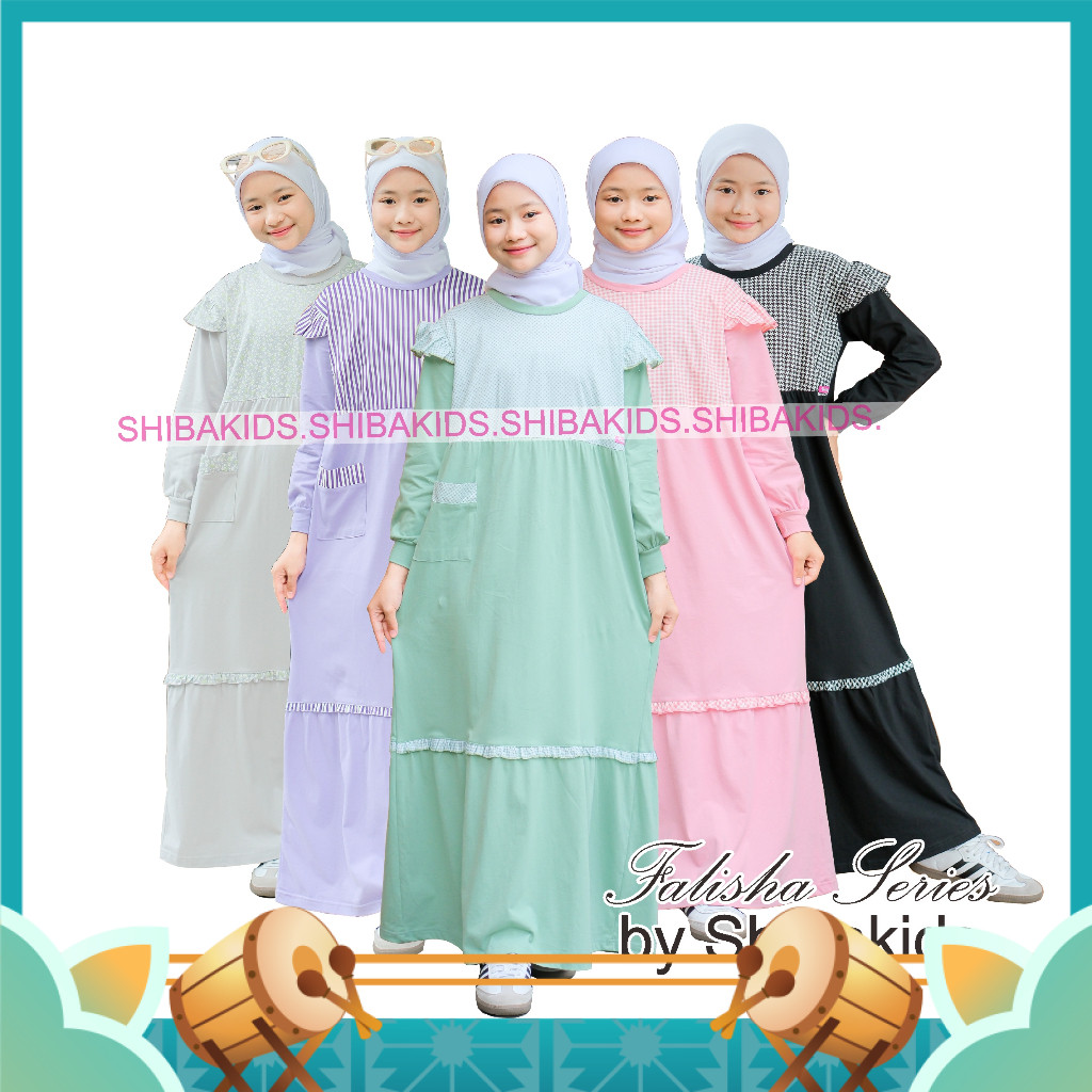 Busana Muslim Anak Perempuan Cantik / Gamis Anak Perempuan Baju  Muslim  Remaja / Sibakids Falisha s