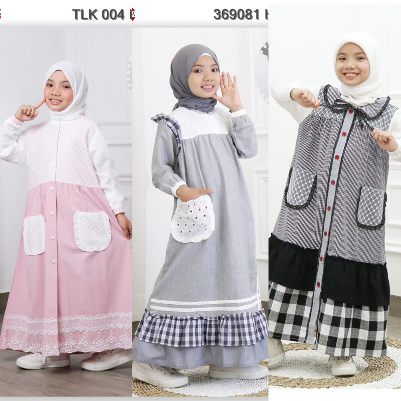 [HOT NEW] (SIZE XL)GAMIS KATUN KOMBINASI ANAK DALIMA KIDS BY SEMUT