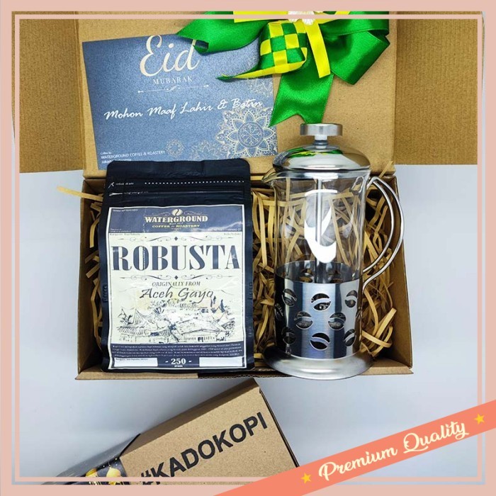 

Hampers Lebaran Unik Lucu Murah Keren buat Pacar / #KADOKOPI Hampers Lebaran Arabica / Robusta + French Press Idul Fitri - Robusta + FP