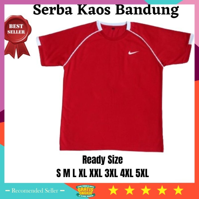 Pakaian Olahraga Pria Wanita Murah Ketat Keren /Jersey Baju Kaos Olahraga Jumbo Big Size Merah Dryfi