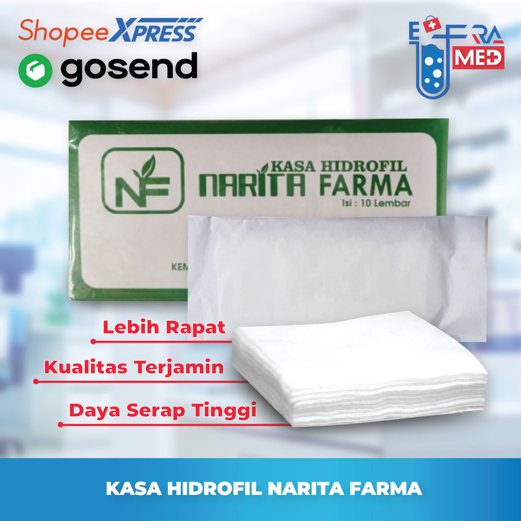 Kasa Narita Farma Pembalut Luka Kasa Hidrofil / Kasa kotak Narita Farma / Kasa steril Narita Farma