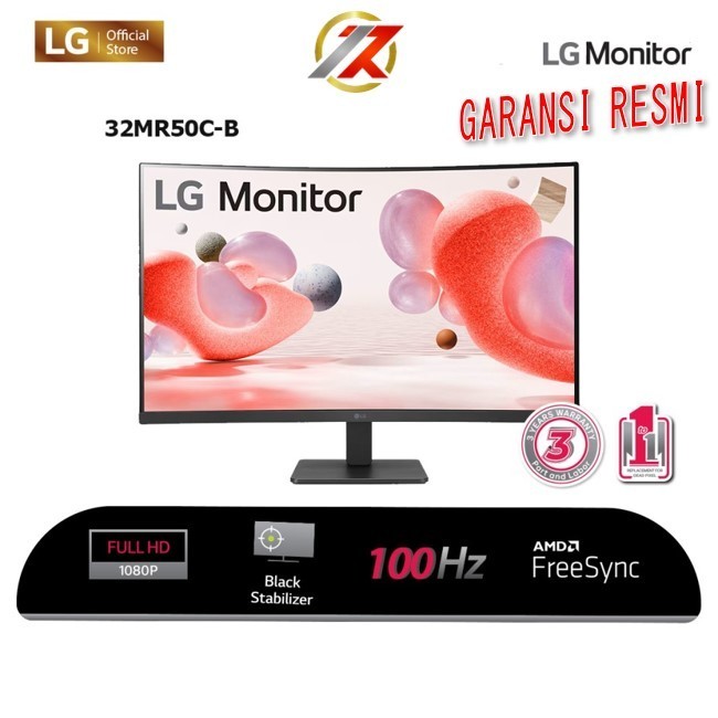 Monitor LG 32MR50C-B 32'' 32 INCH Curve Monitor FHD with AMD FreeSync 100HZ