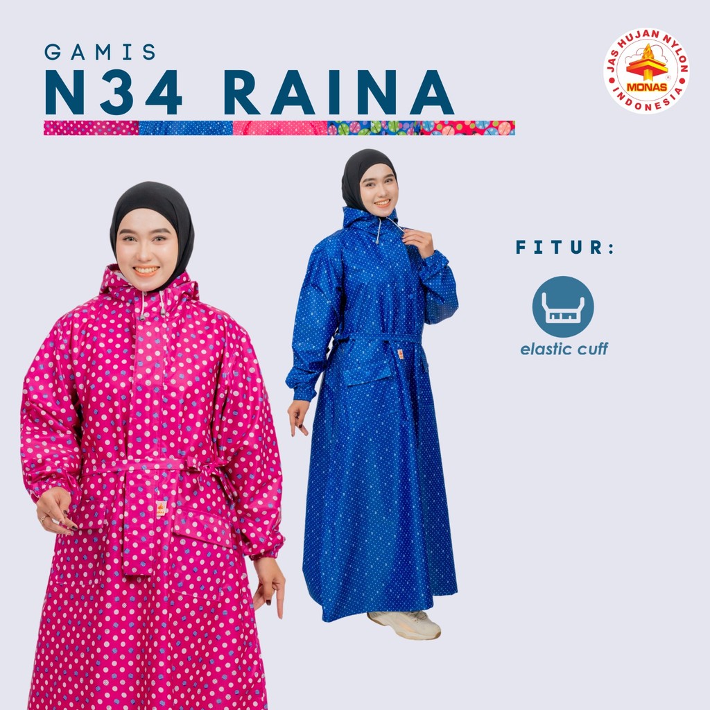 Jas Hujan Dewasa Wanita Muslimah Gamis Rok MONAS N34 RAINA
