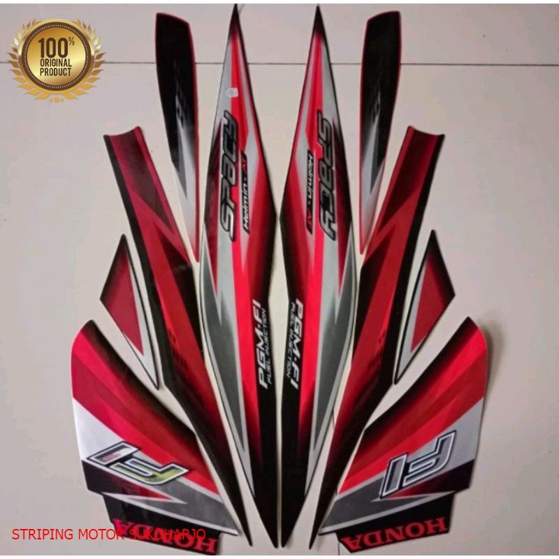 (ORI) striping honda spacy fi 2013 merah  kualitas original