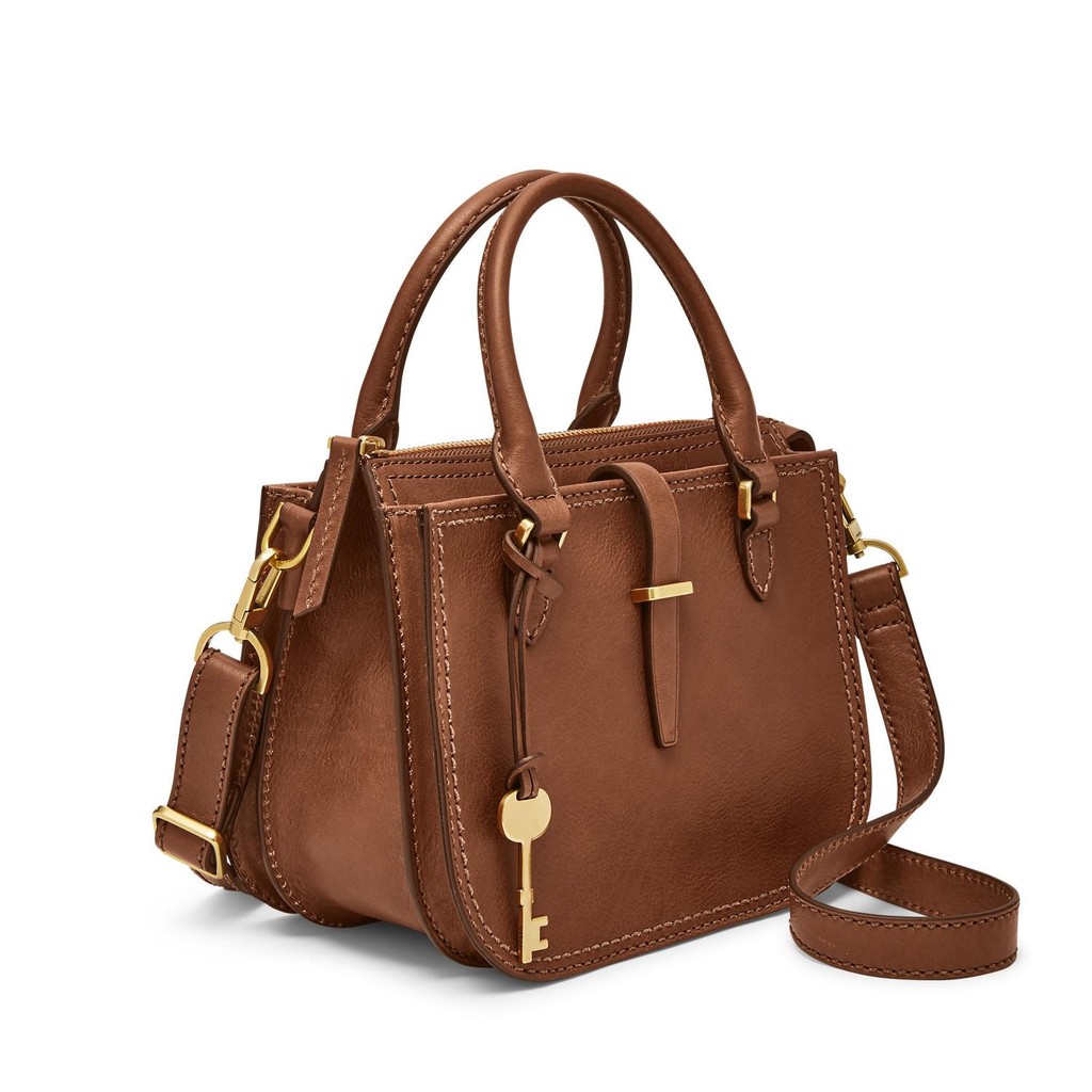 Fossil Ryder Satchel Mini in Brown Leather