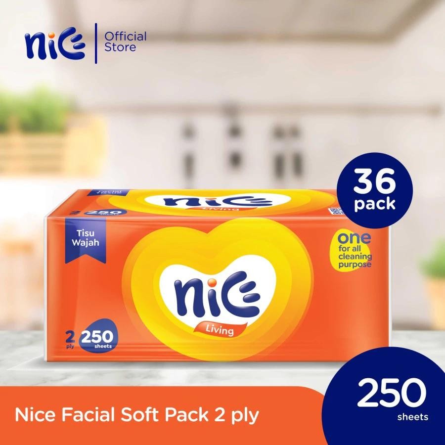 LLC Tissue Tisu NICE 250 Sheet 2ply NICE 500 helai Facial Tisu Wajah kemasan baru