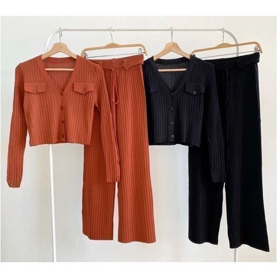 NTF - ZRX SET TERANA VARIASI KANTONG TALI CELANA / ONE SET MORRA KNIT / SETELAN WANITA ATASAN DAN BA
