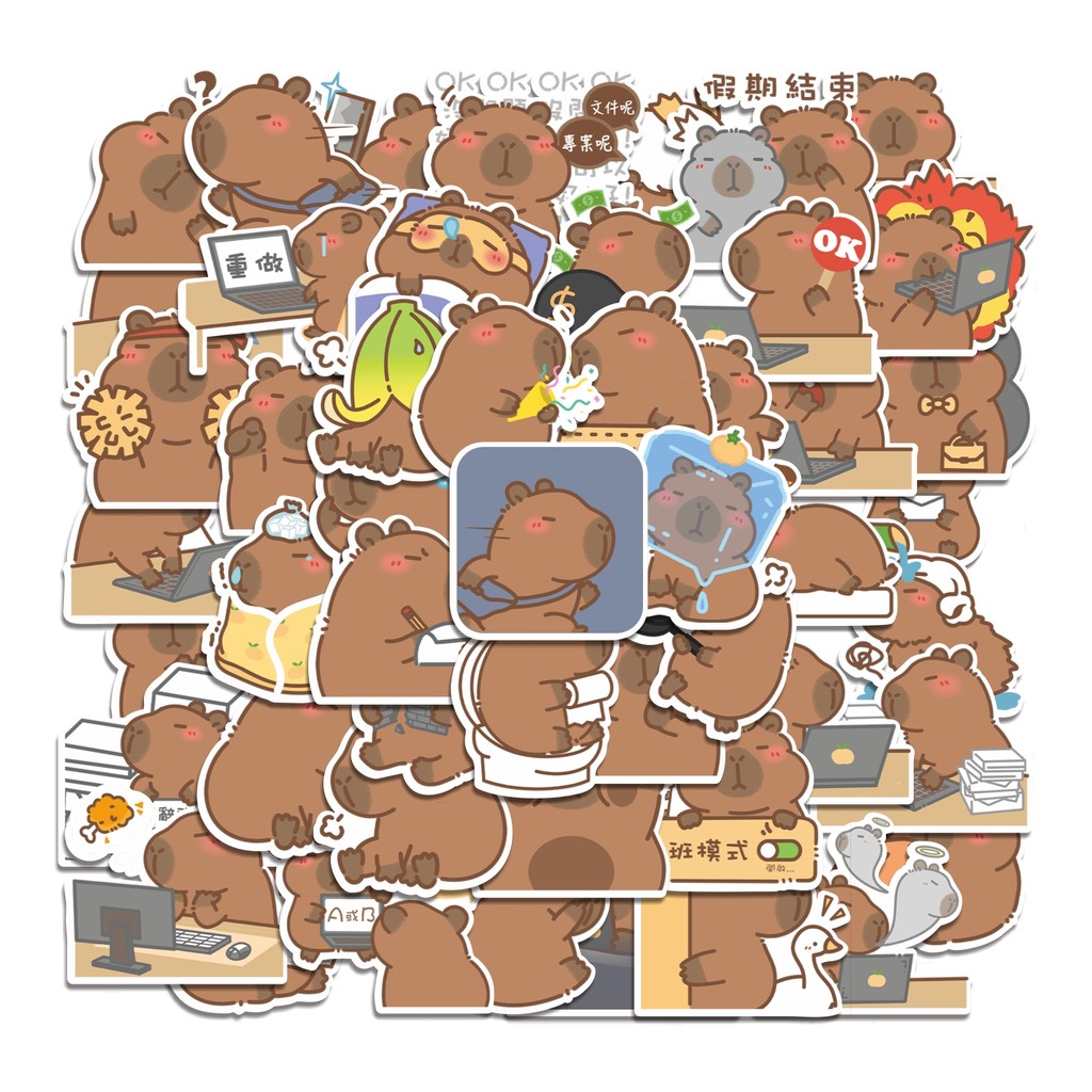 

COD 50 Pcs Stiker Capybara Office Meltdown Lucu Anti Air Untuk Dekorasi Notebook Sepeda Skateboard Handphone